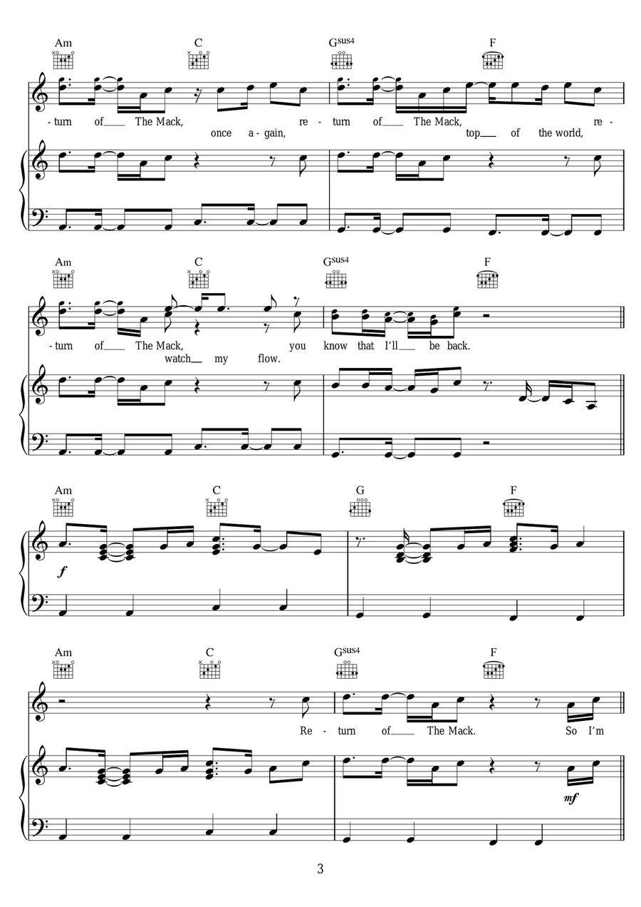 The Mack (featuring Mark Morrison and Fetty Wap) Piano, Vocal scores gallery preview page 3