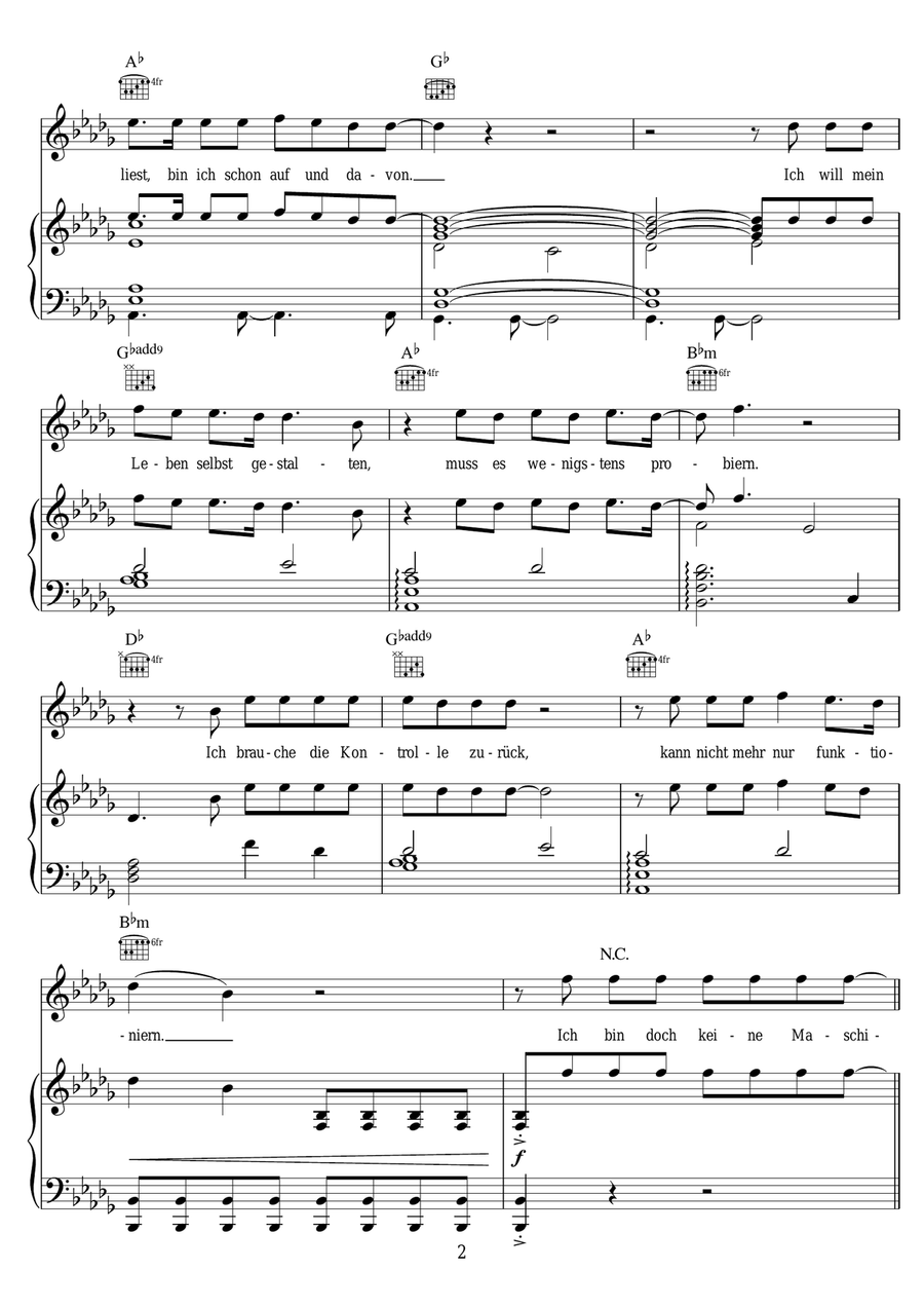 Keine Maschine Piano, Vocal - Digital Sheet Music page 2