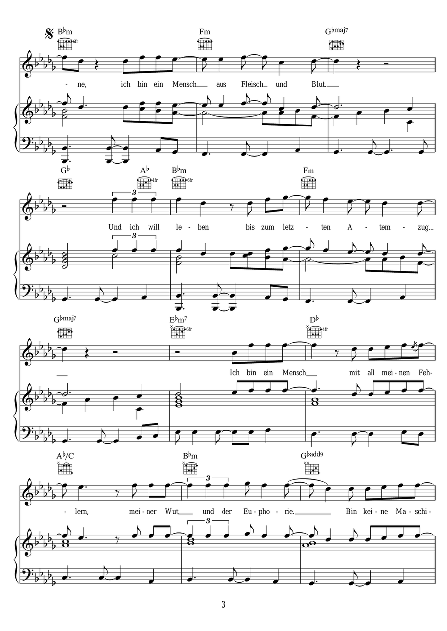Keine Maschine Piano, Vocal - Digital Sheet Music page 3