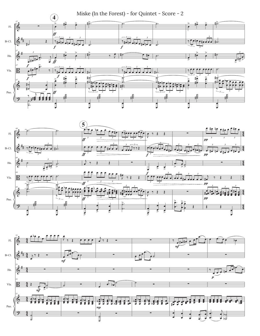 Miske (In The Forest) for Piano Quintet Small Ensemble scores gallery preview page 2