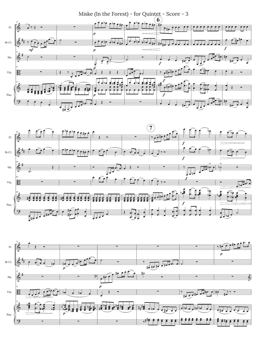 Miske (In The Forest) for Piano Quintet Small Ensemble scores gallery preview page 3