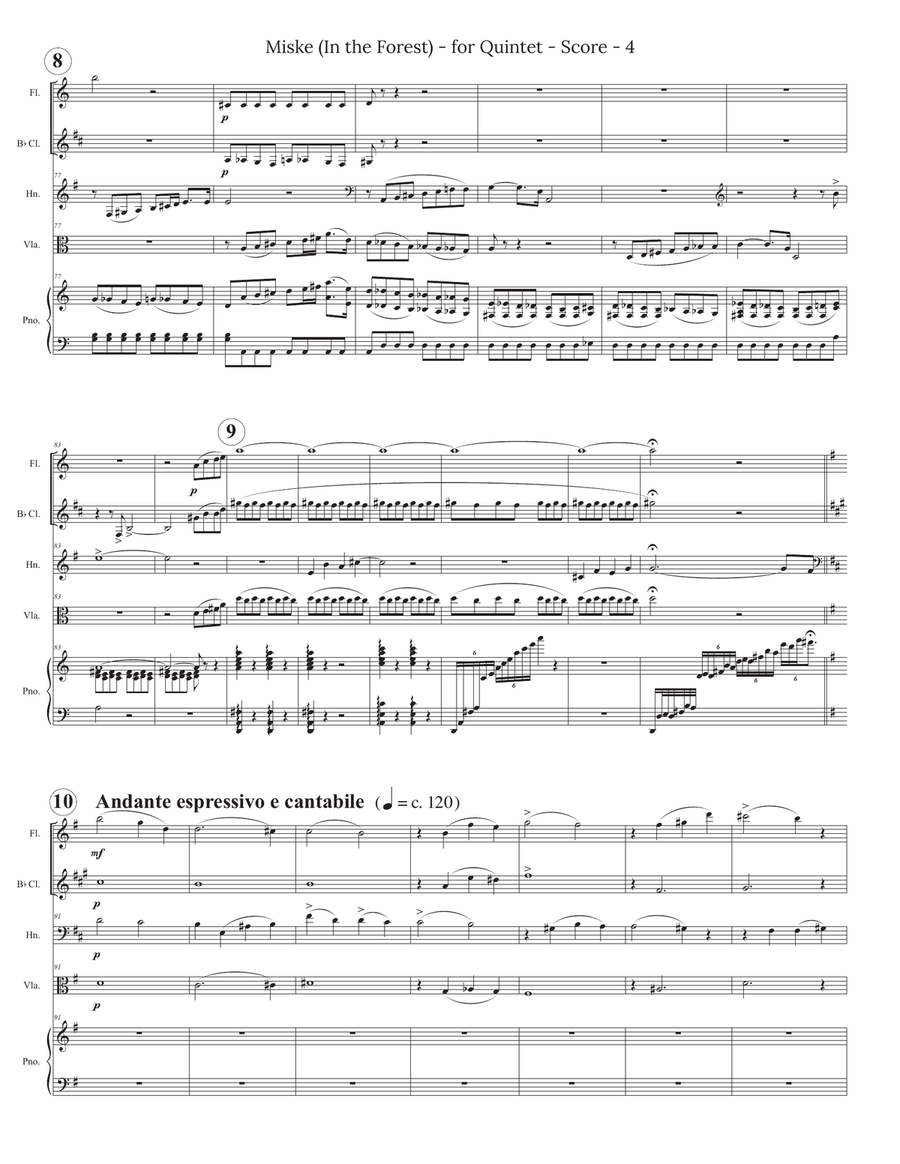 Miske (In The Forest) for Piano Quintet Small Ensemble scores gallery preview page 4