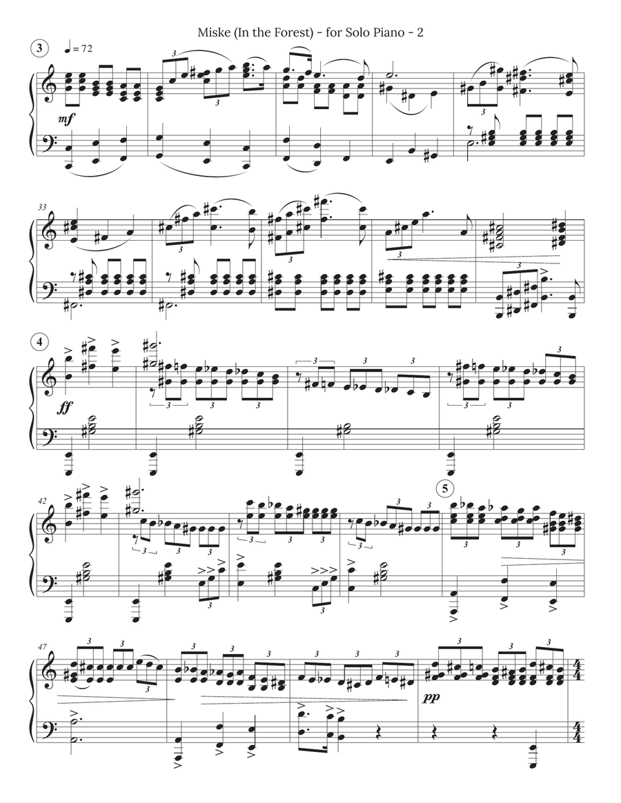 Miske (In The Forest) for Solo Piano Piano Solo scores gallery preview page 2