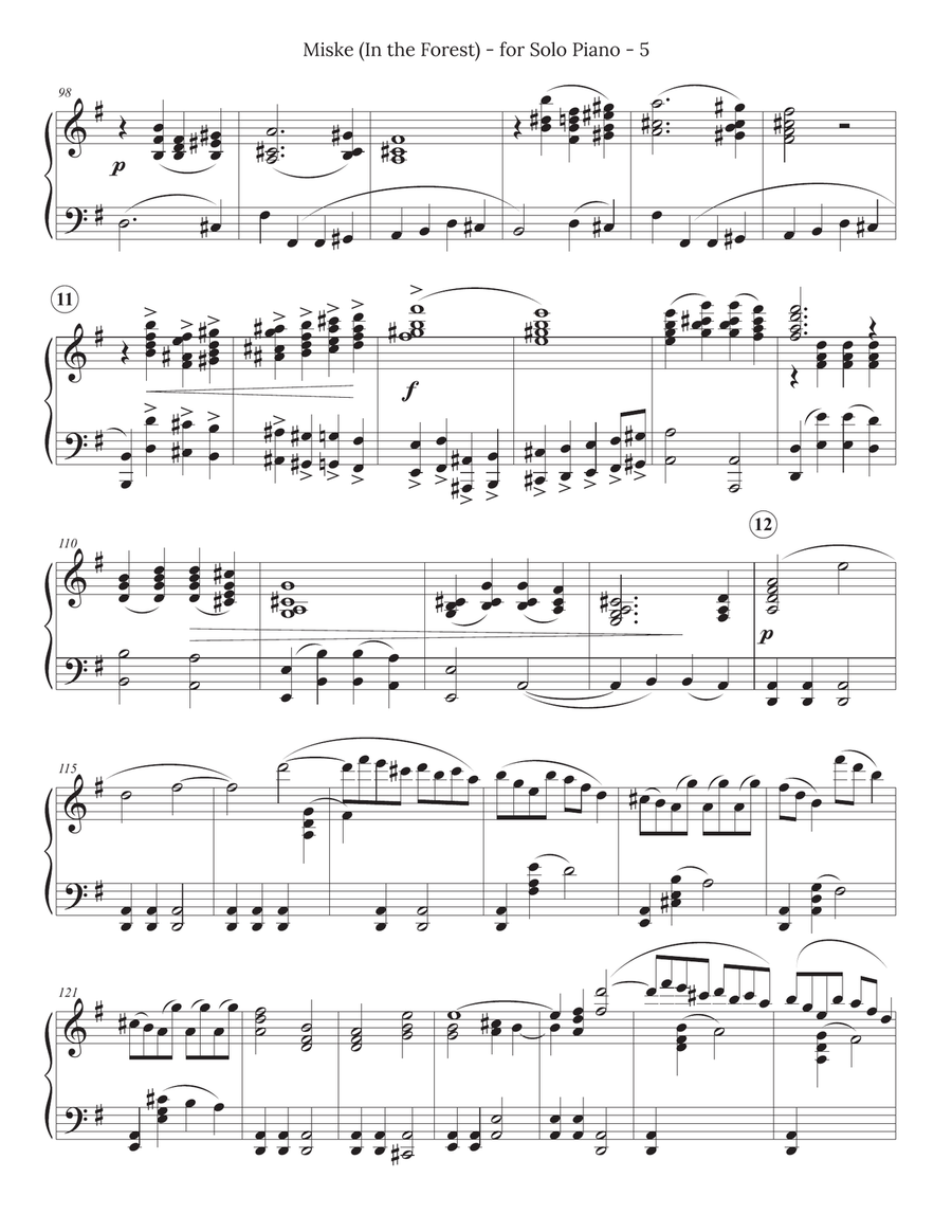 Miske (In The Forest) for Solo Piano Piano Solo scores gallery preview page 5
