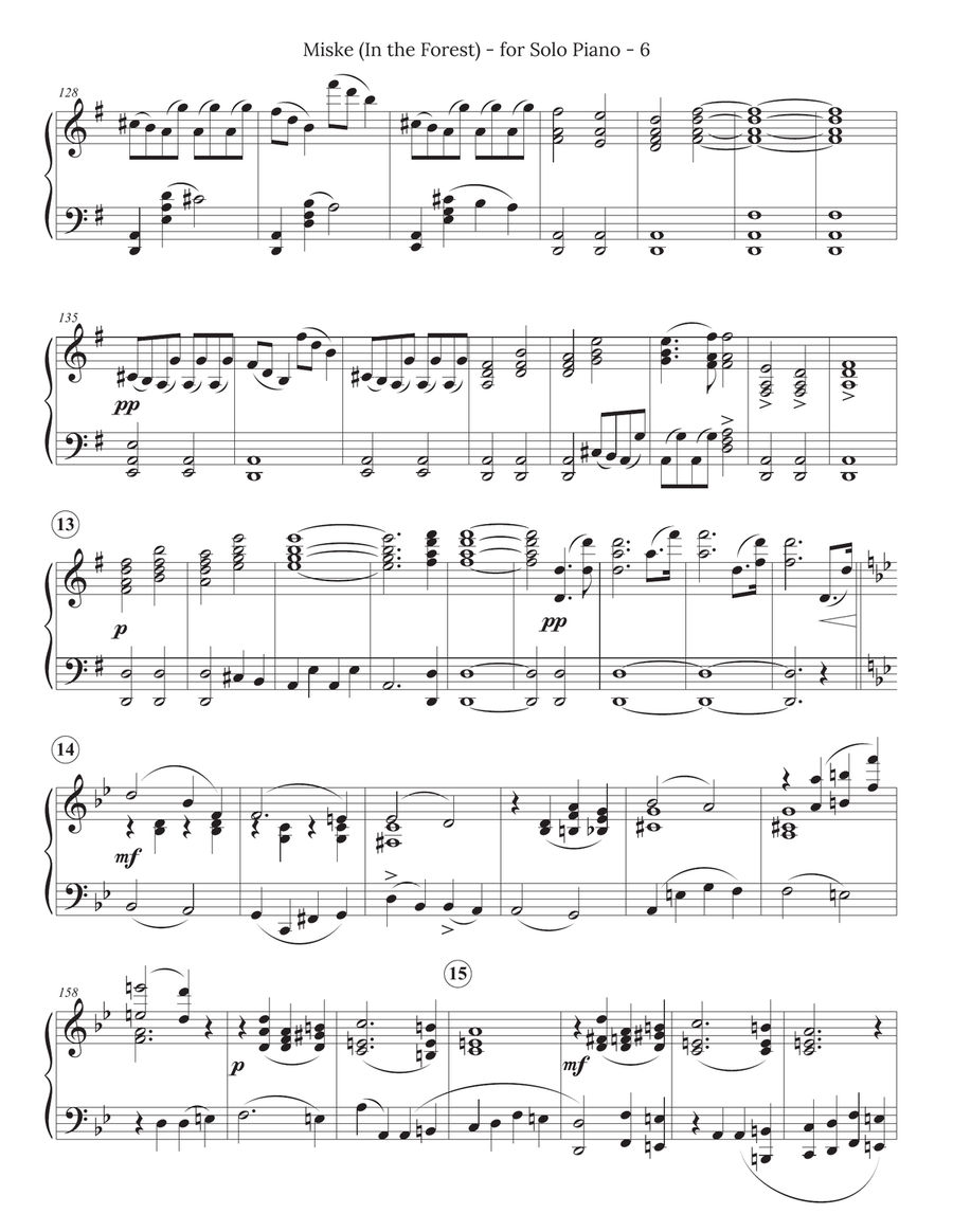 Miske (In The Forest) for Solo Piano Piano Solo scores gallery preview page 6