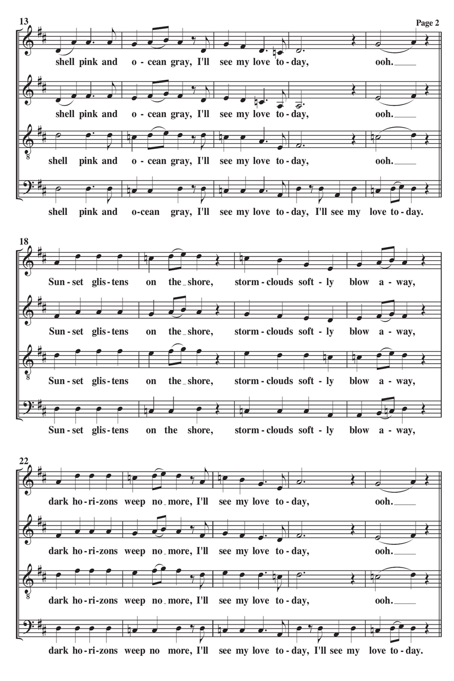 Shell Pink And Ocean Gray A Cappella SATB 4-Part scores gallery preview page 2