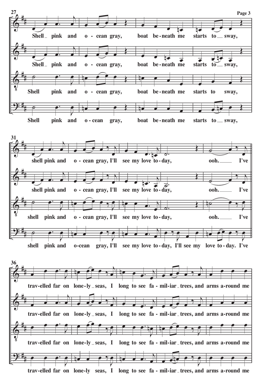 Shell Pink And Ocean Gray A Cappella SATB 4-Part scores gallery preview page 3