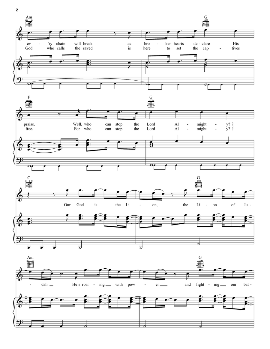 The Lion And The Lamb The Lion And The Lamb Piano, Vocal, Guitar scores gallery preview page 2