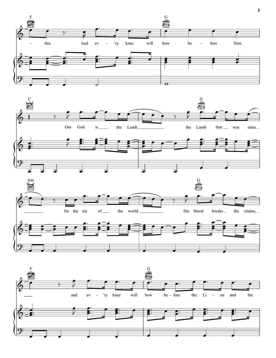 The Lion And The Lamb The Lion And The Lamb Piano, Vocal, Guitar scores gallery preview page 3