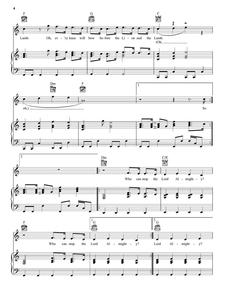 The Lion And The Lamb The Lion And The Lamb Piano, Vocal, Guitar scores gallery preview page 4
