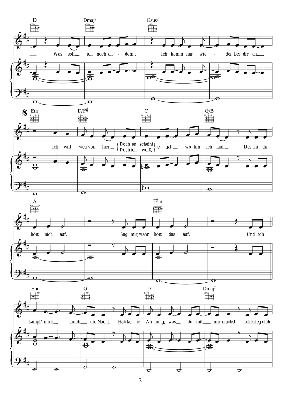 Durch Die Nacht Durch Die Nacht Piano, Vocal scores gallery preview page 2