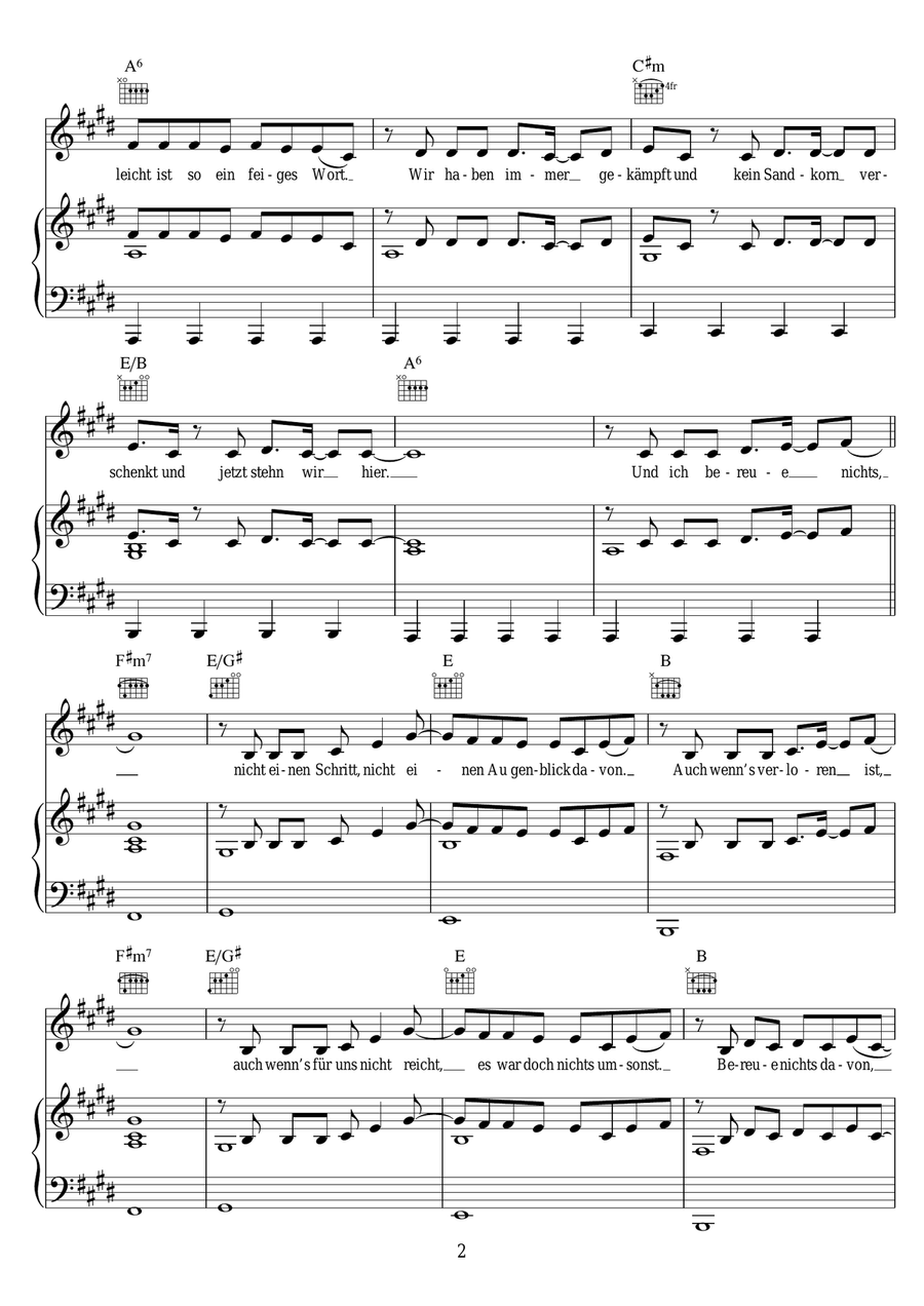 Ich Bereue Nichts Ich Bereue Nichts Piano, Vocal scores gallery preview page 2
