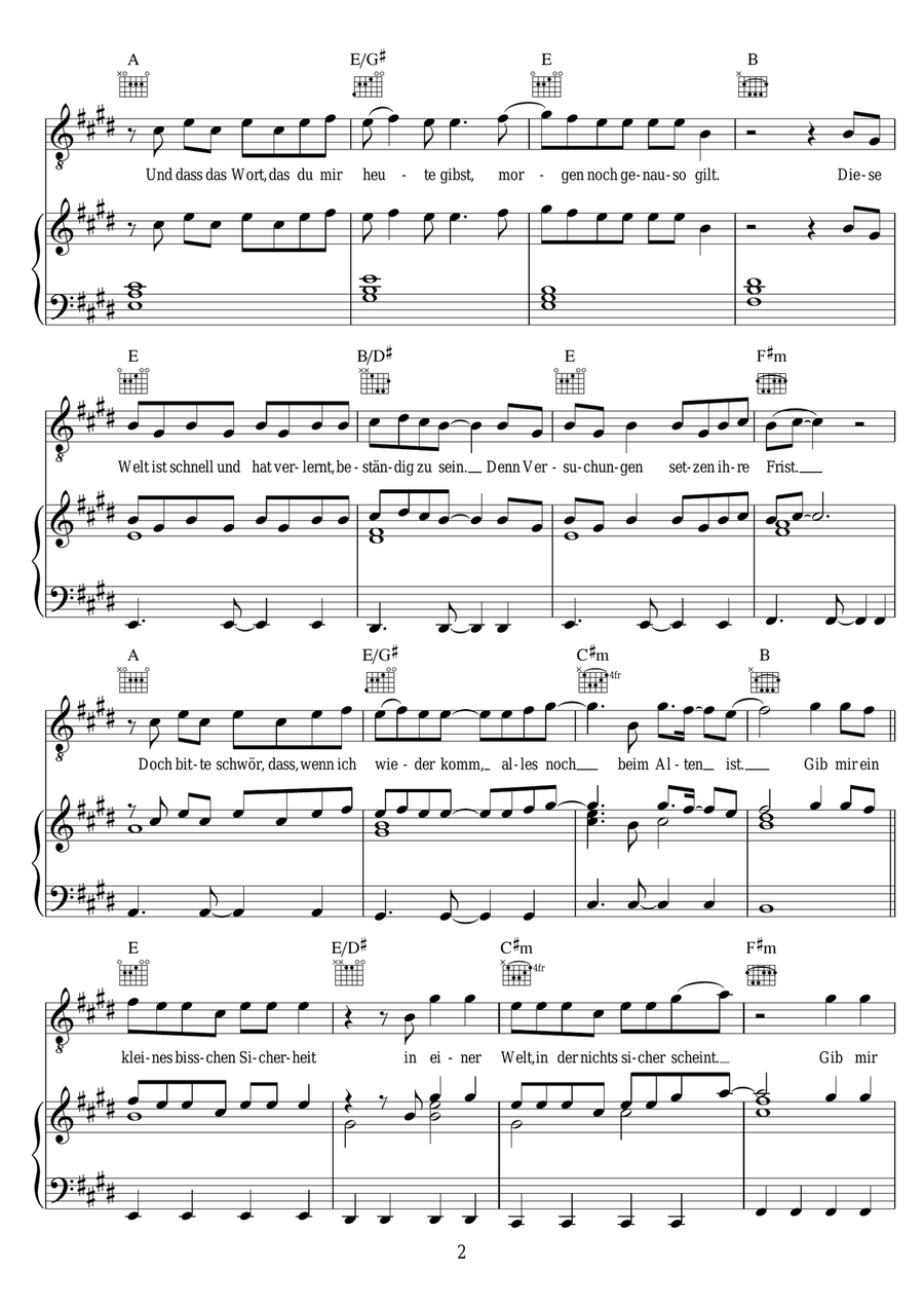Irgendwas Bleibt Irgendwas Bleibt Piano, Vocal scores gallery preview page 2