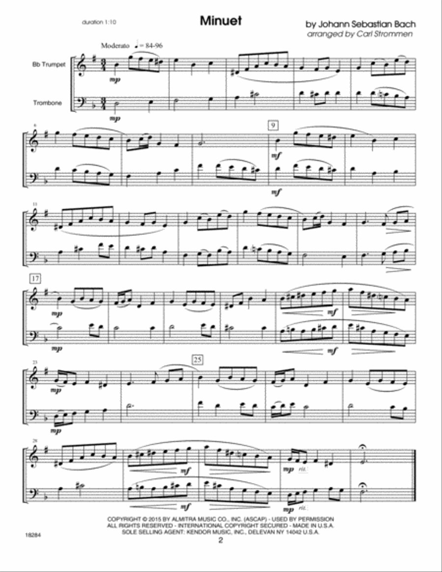30 Melodious Duets (Trumpet & Trombone) Trombone scores gallery preview page 3