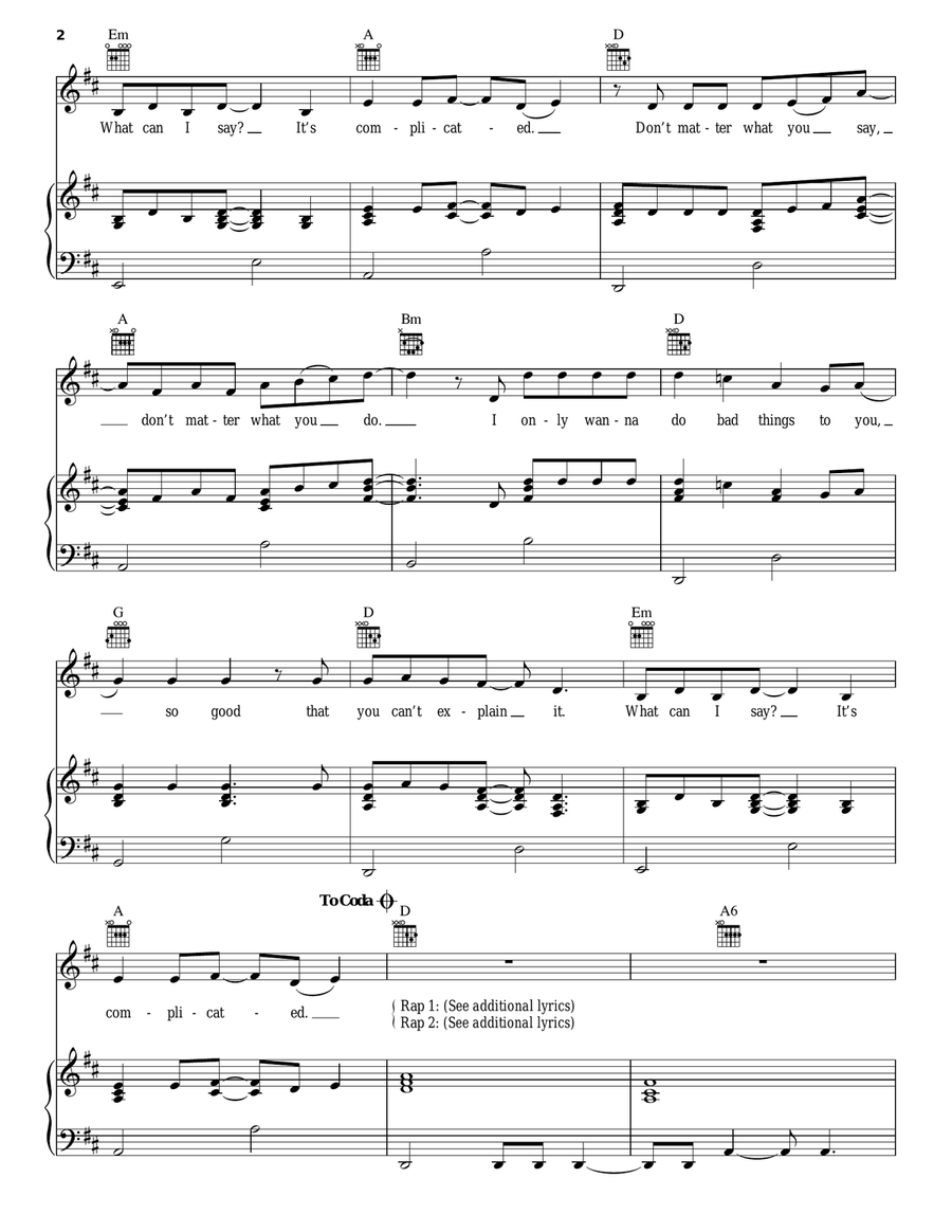 Bad Things Piano, Vocal, Guitar scores gallery preview page 2