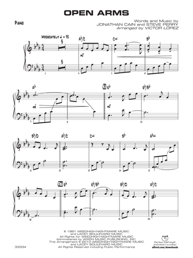 Open Arms: Piano Accompaniment