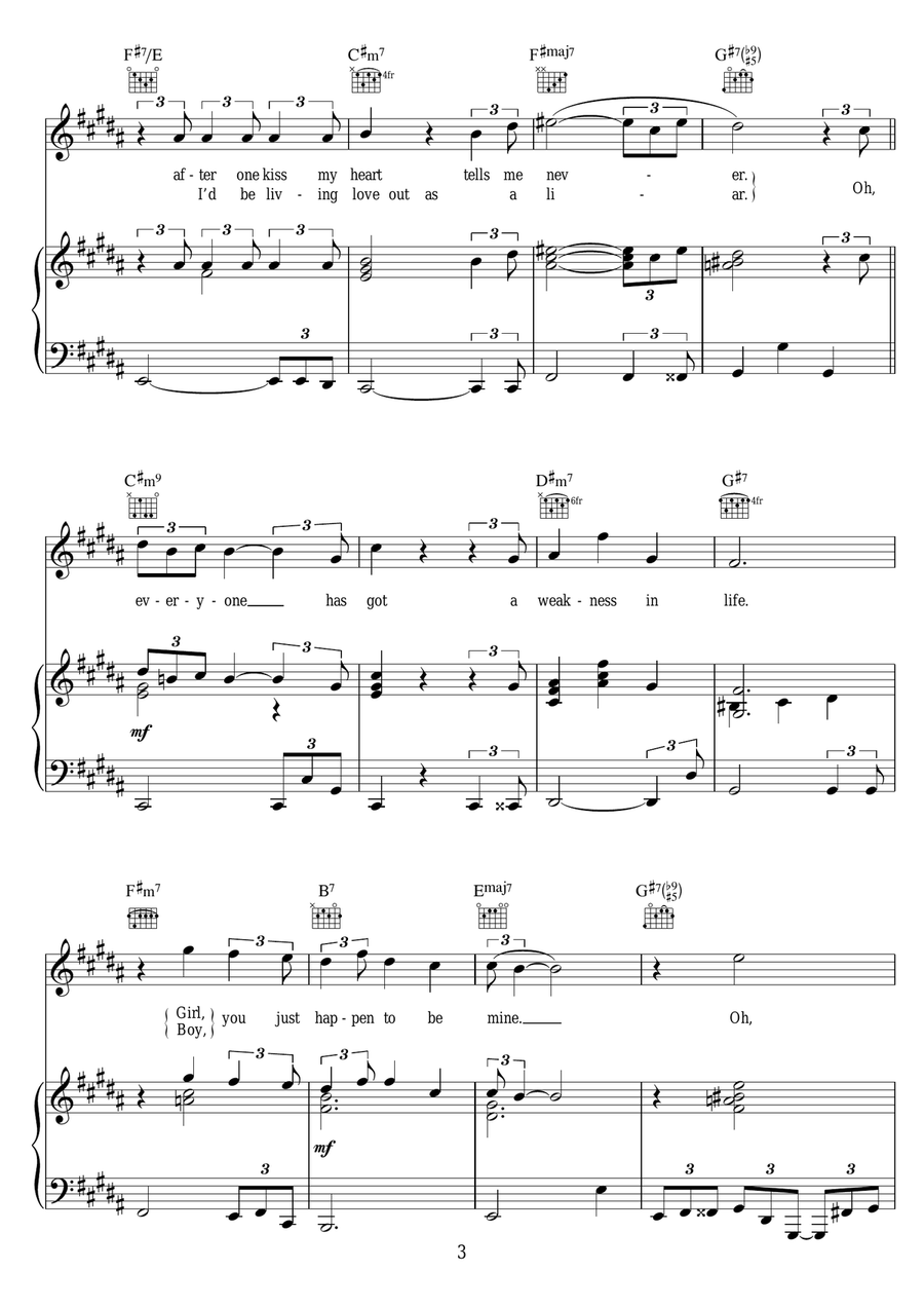 Weakness Weakness Piano, Vocal scores gallery preview page 3