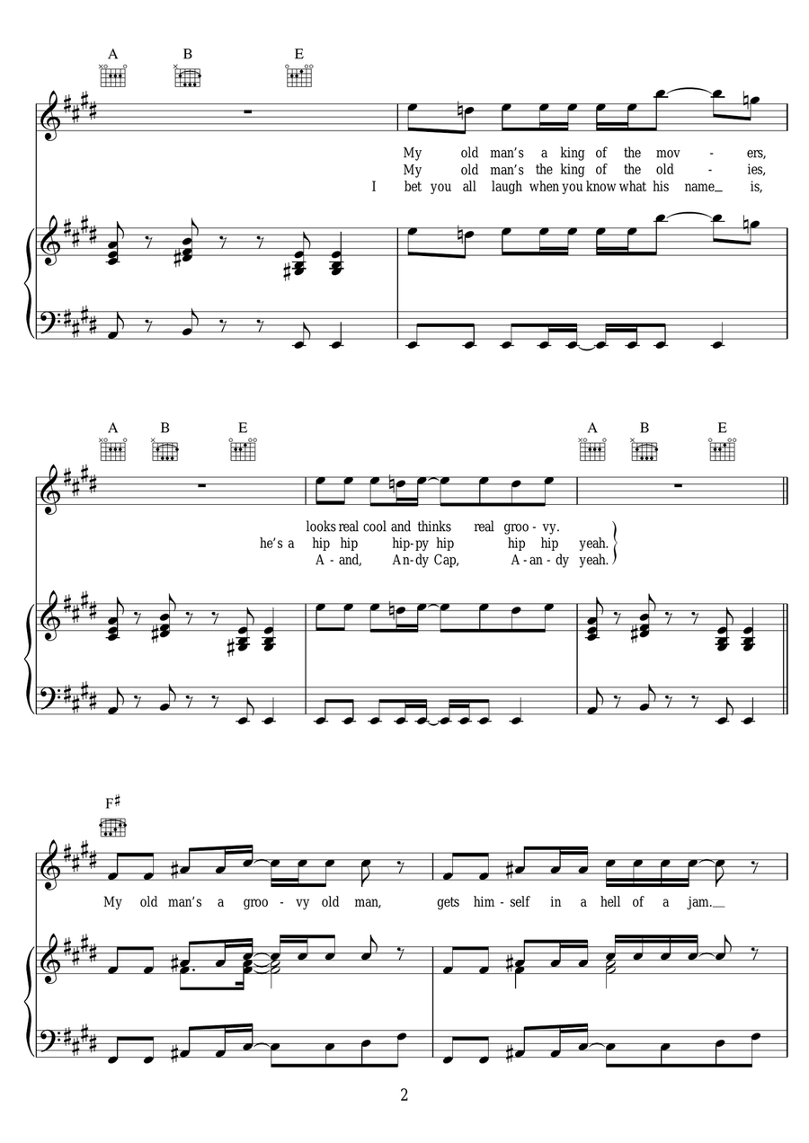 My Old Man's A Groovy Old Man Piano, Vocal scores gallery preview page 2