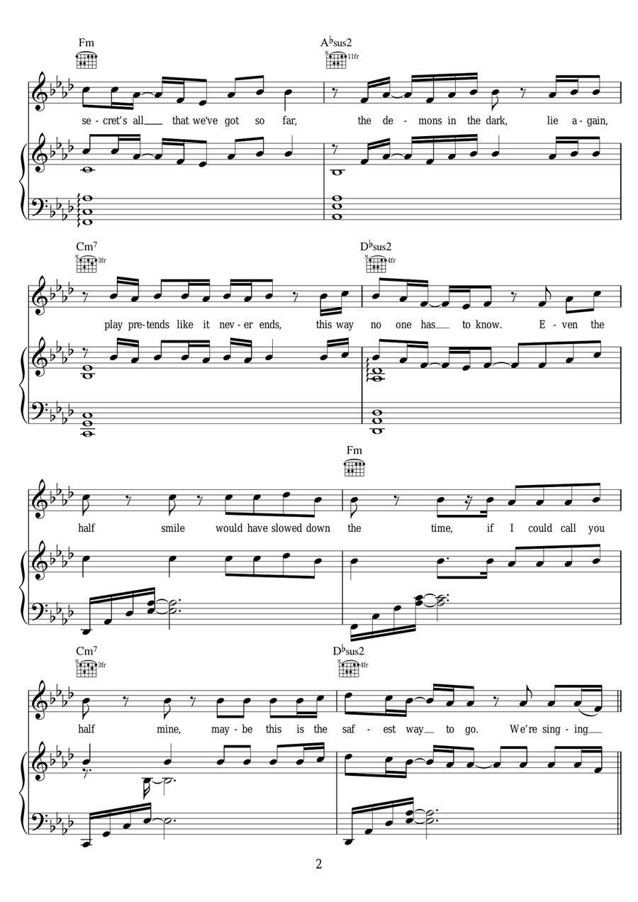 Speeding Cars Piano, Vocal scores gallery preview page 2