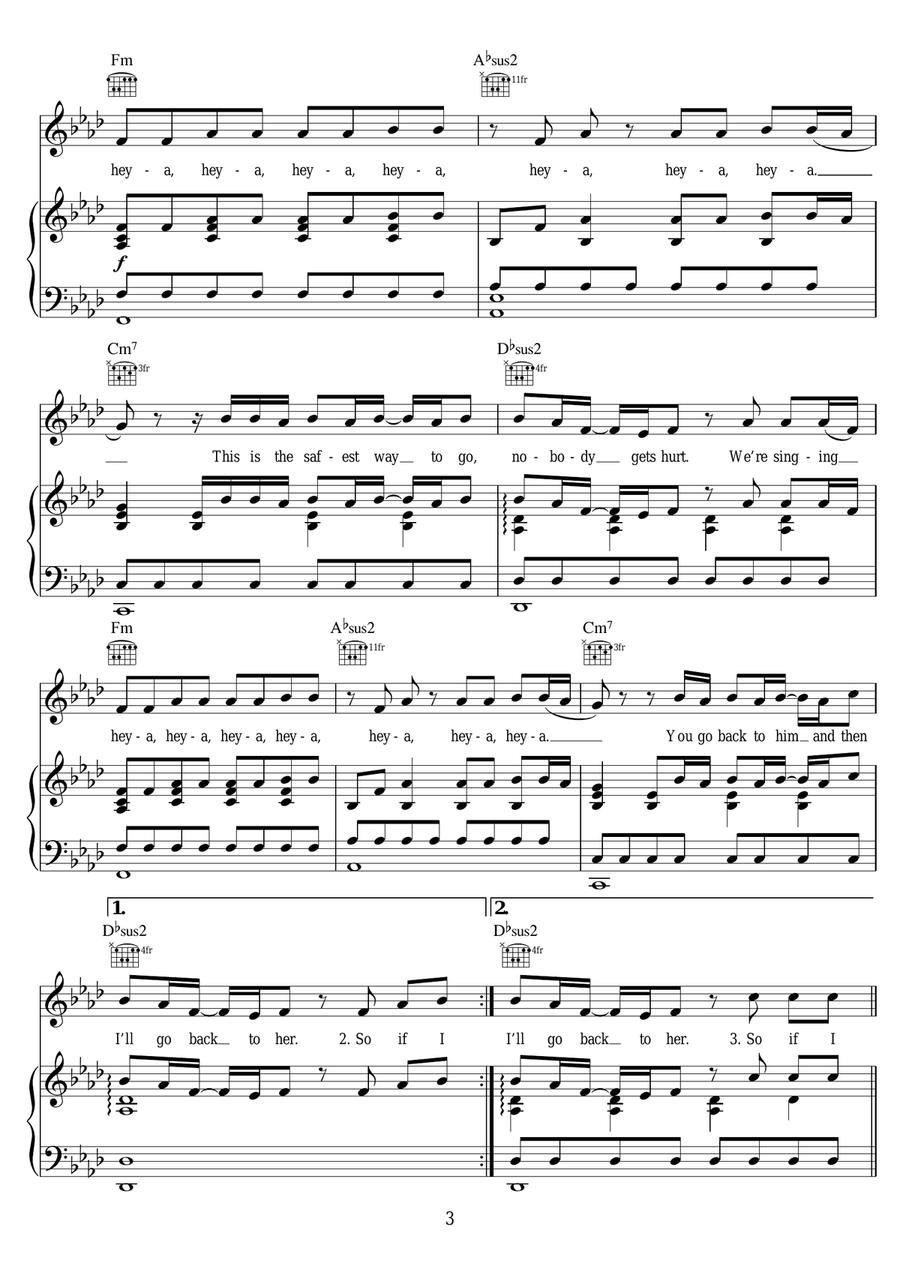 Speeding Cars Piano, Vocal scores gallery preview page 3
