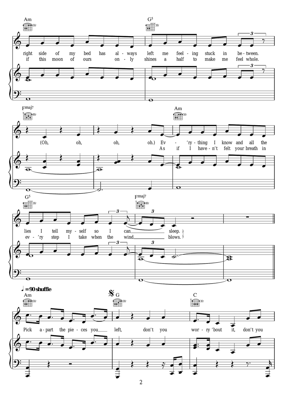 Worry Worry Piano, Vocal scores gallery preview page 2