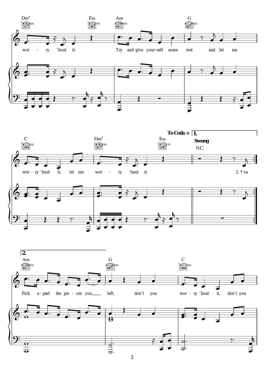 Worry Worry Piano, Vocal scores gallery preview page 3