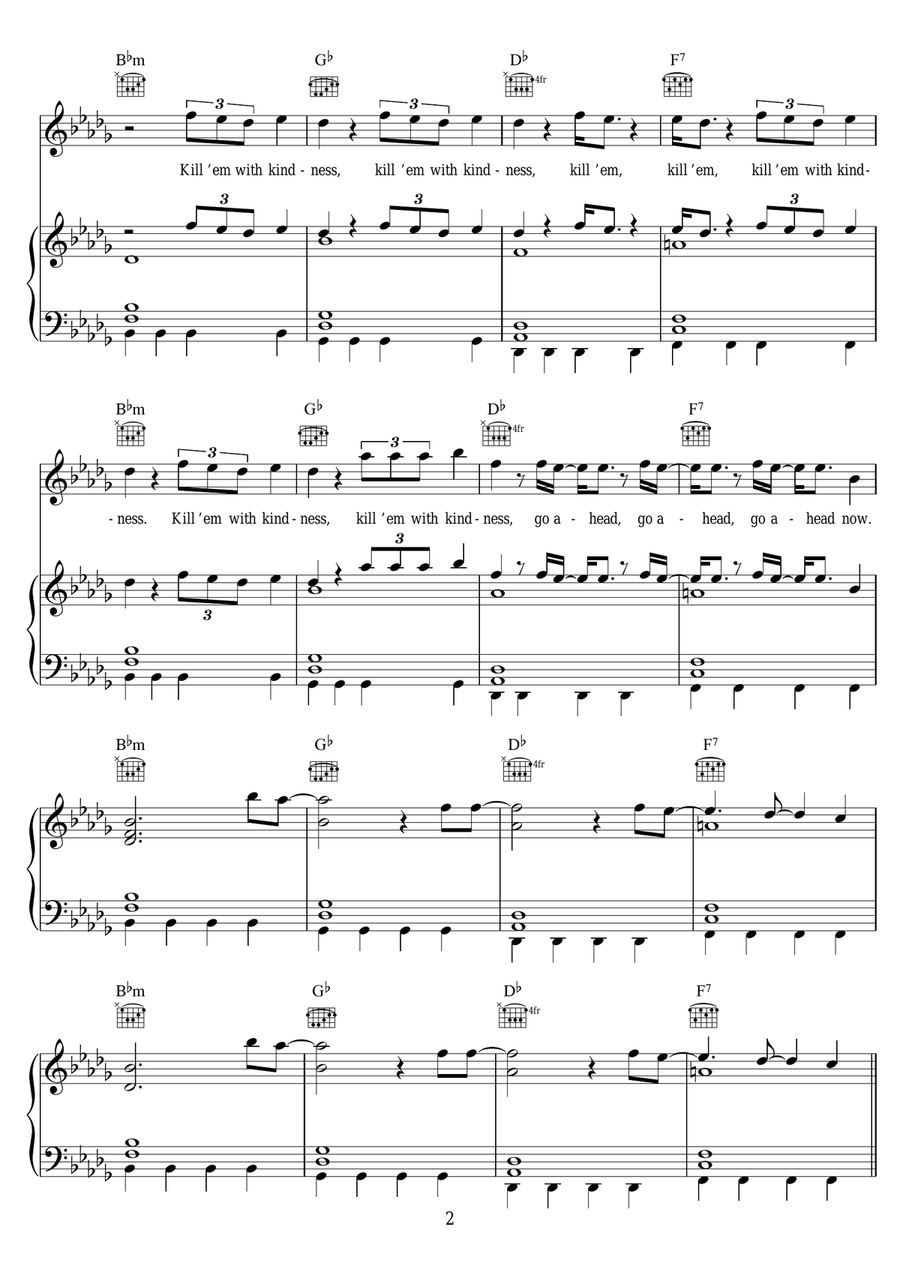 Kill Em With Kindness Kill Em With Kindness Piano, Vocal scores gallery preview page 2