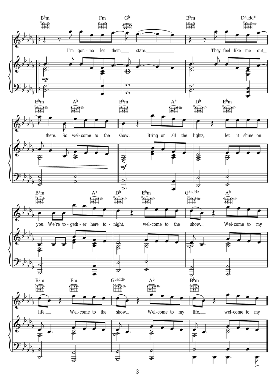 Welcome To The Show (featuring Laleh) Piano, Vocal scores gallery preview page 3