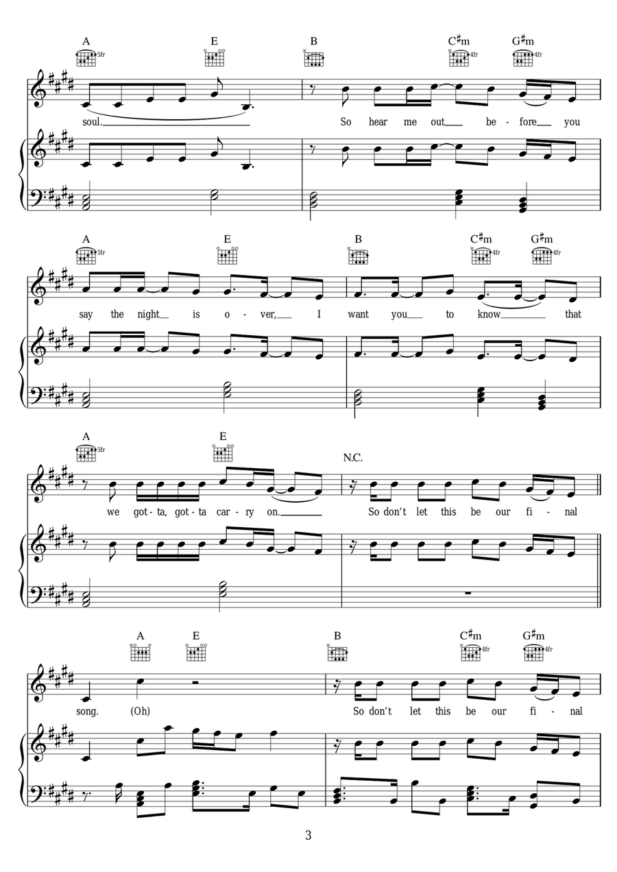 Final Song Final Song Piano, Vocal scores gallery preview page 3