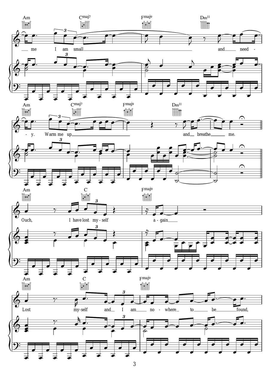 Breathe Me Breathe Me Piano, Vocal scores gallery preview page 3