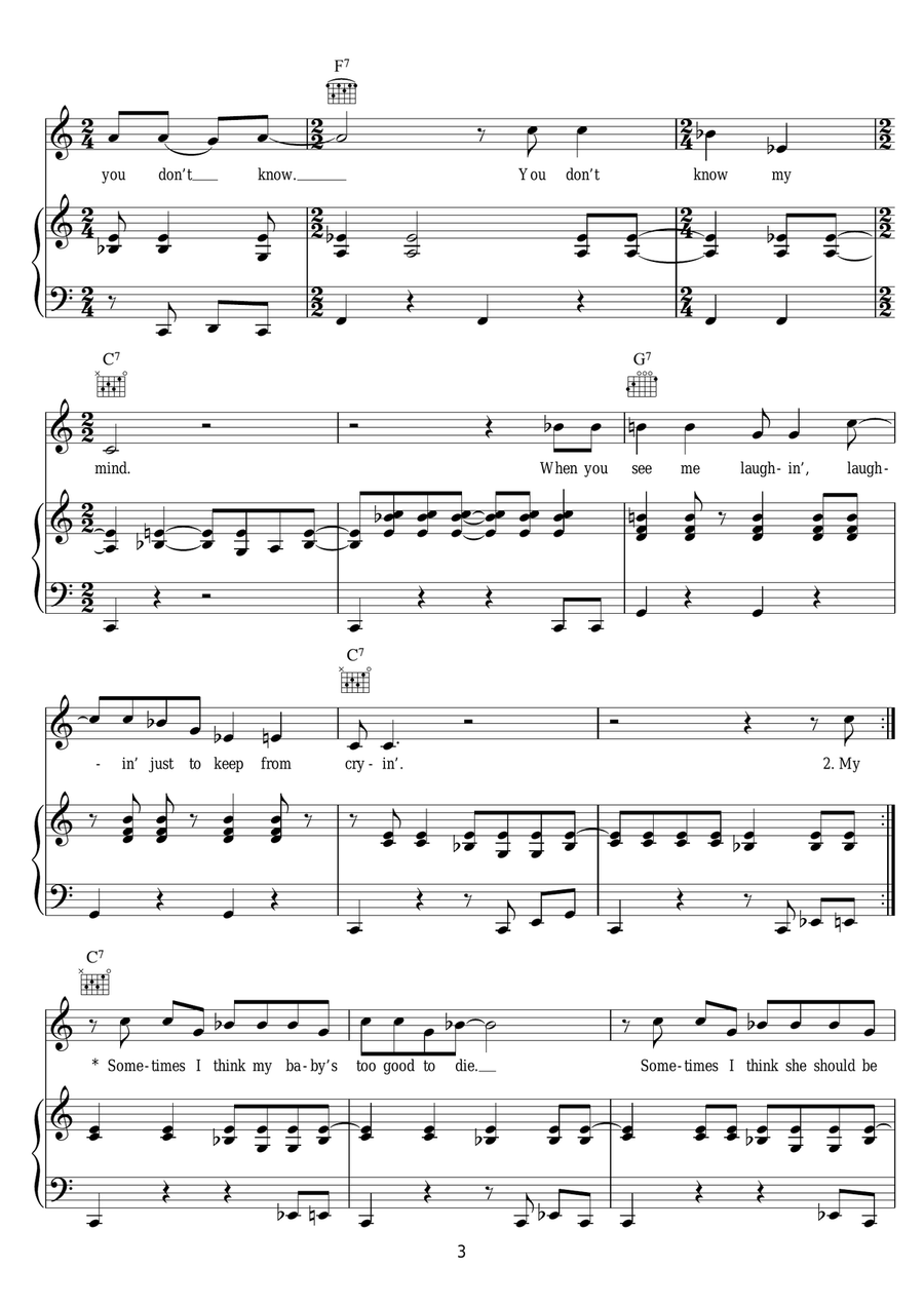 You Don't Know My Mind You Don't Know My Mind Piano, Vocal scores gallery preview page 3