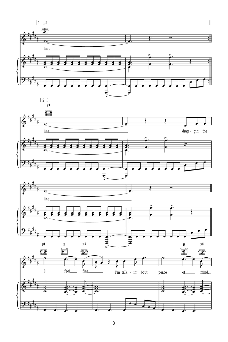 Draggin' The Line Draggin' The Line Piano, Vocal scores gallery preview page 3