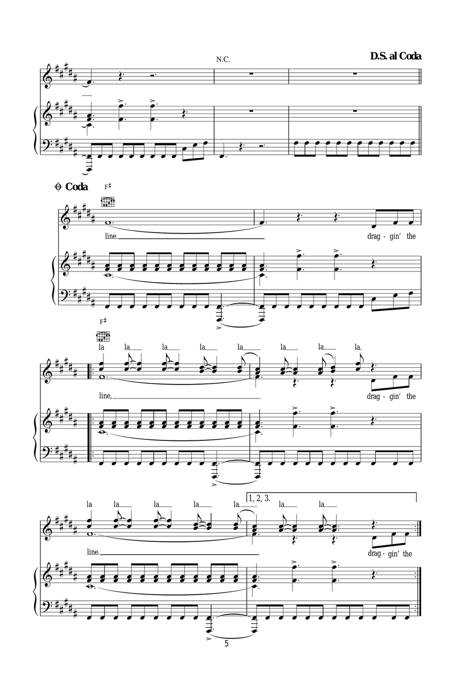 Draggin' The Line Draggin' The Line Piano, Vocal scores gallery preview page 5