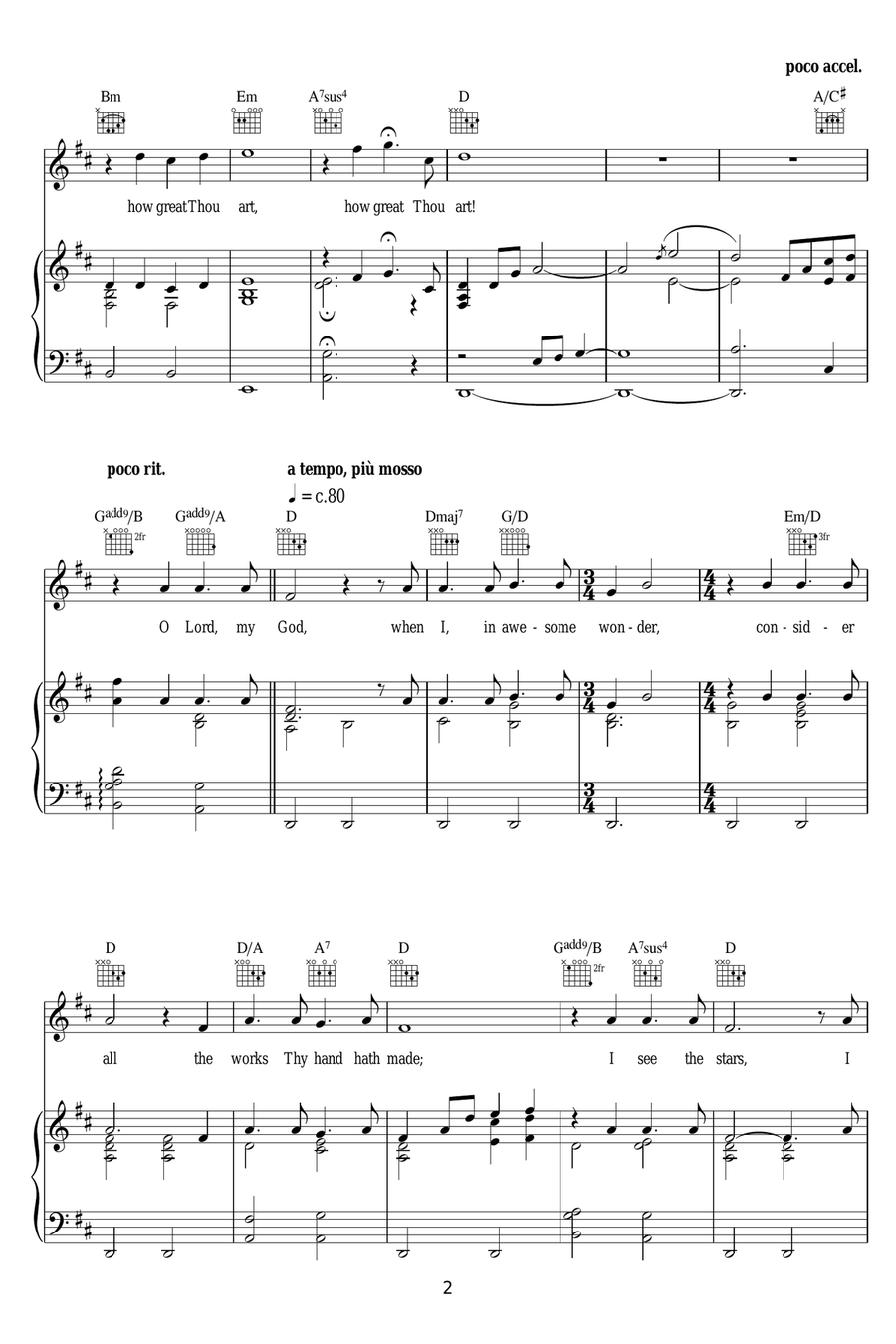 How Great Thou Art How Great Thou Art Piano, Vocal scores gallery preview page 2