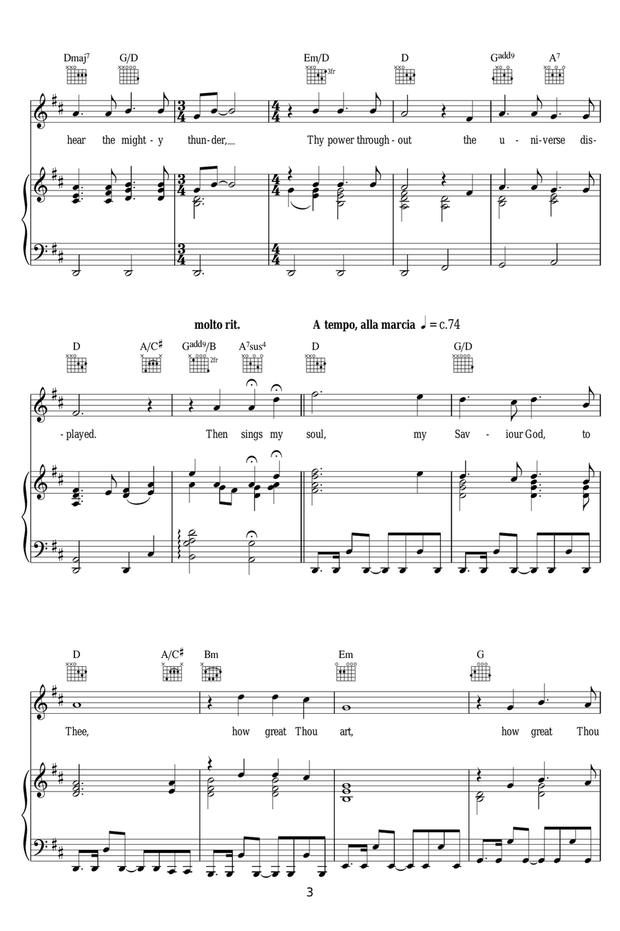 How Great Thou Art How Great Thou Art Piano, Vocal scores gallery preview page 3