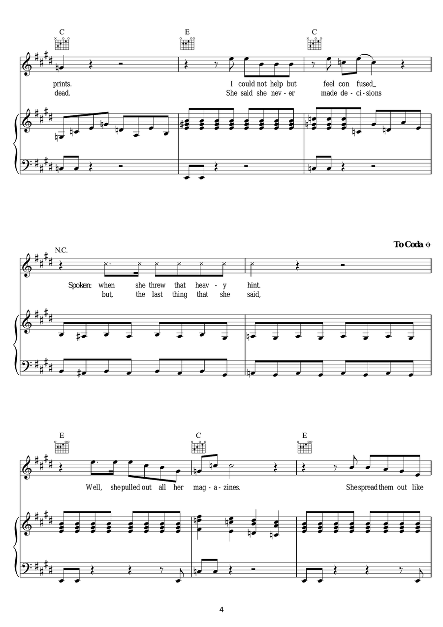 Leave Or Stay Leave Or Stay Piano, Vocal scores gallery preview page 4