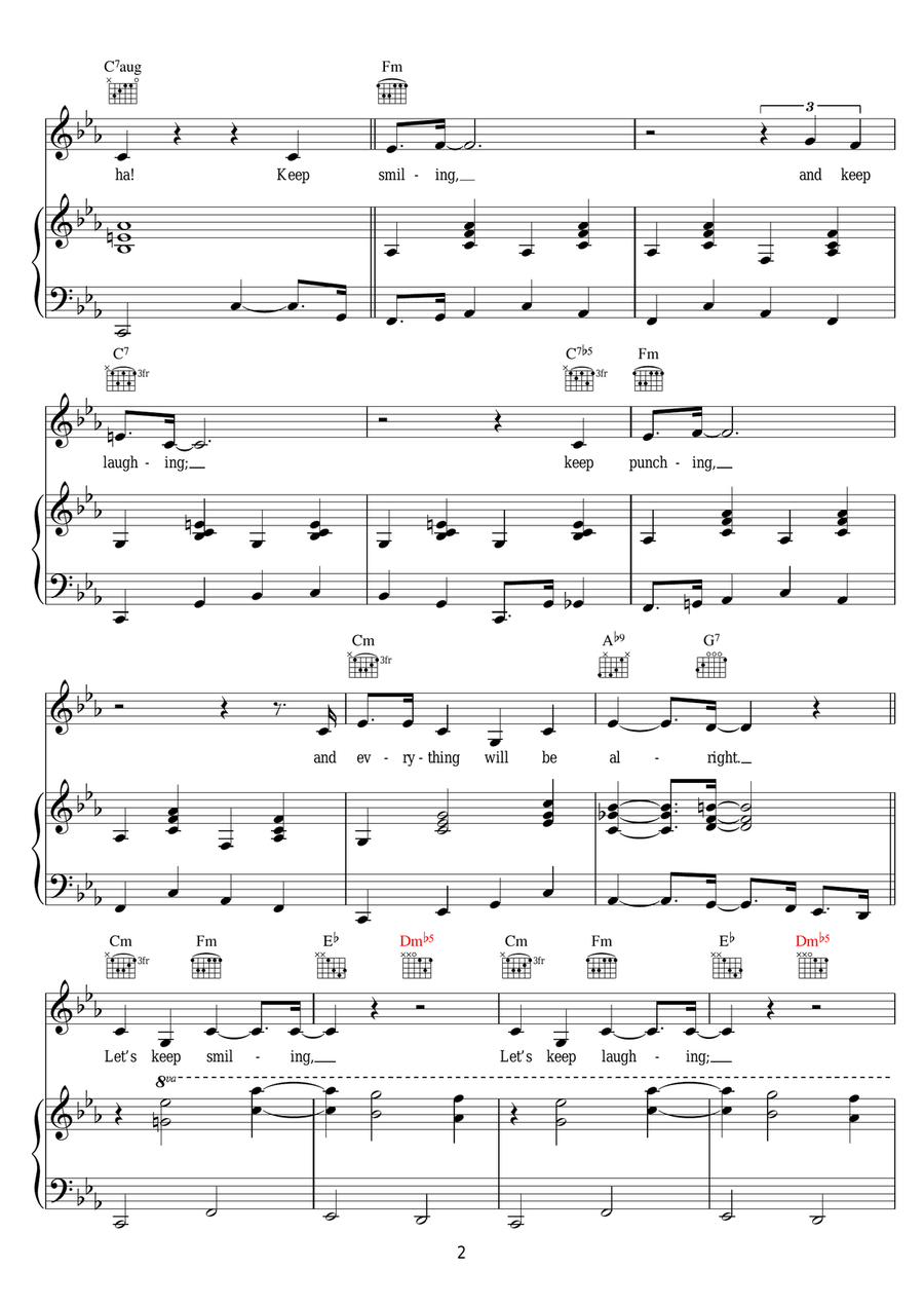 Keep Smiling, Keep Laughing, Be Happy Piano, Vocal scores gallery preview page 2