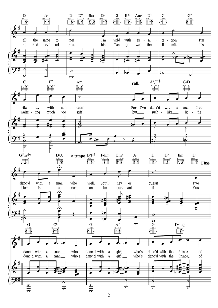 I've Danced With A Man ('Edward And Mrs Simpson' Theme) Piano, Vocal scores gallery preview page 2