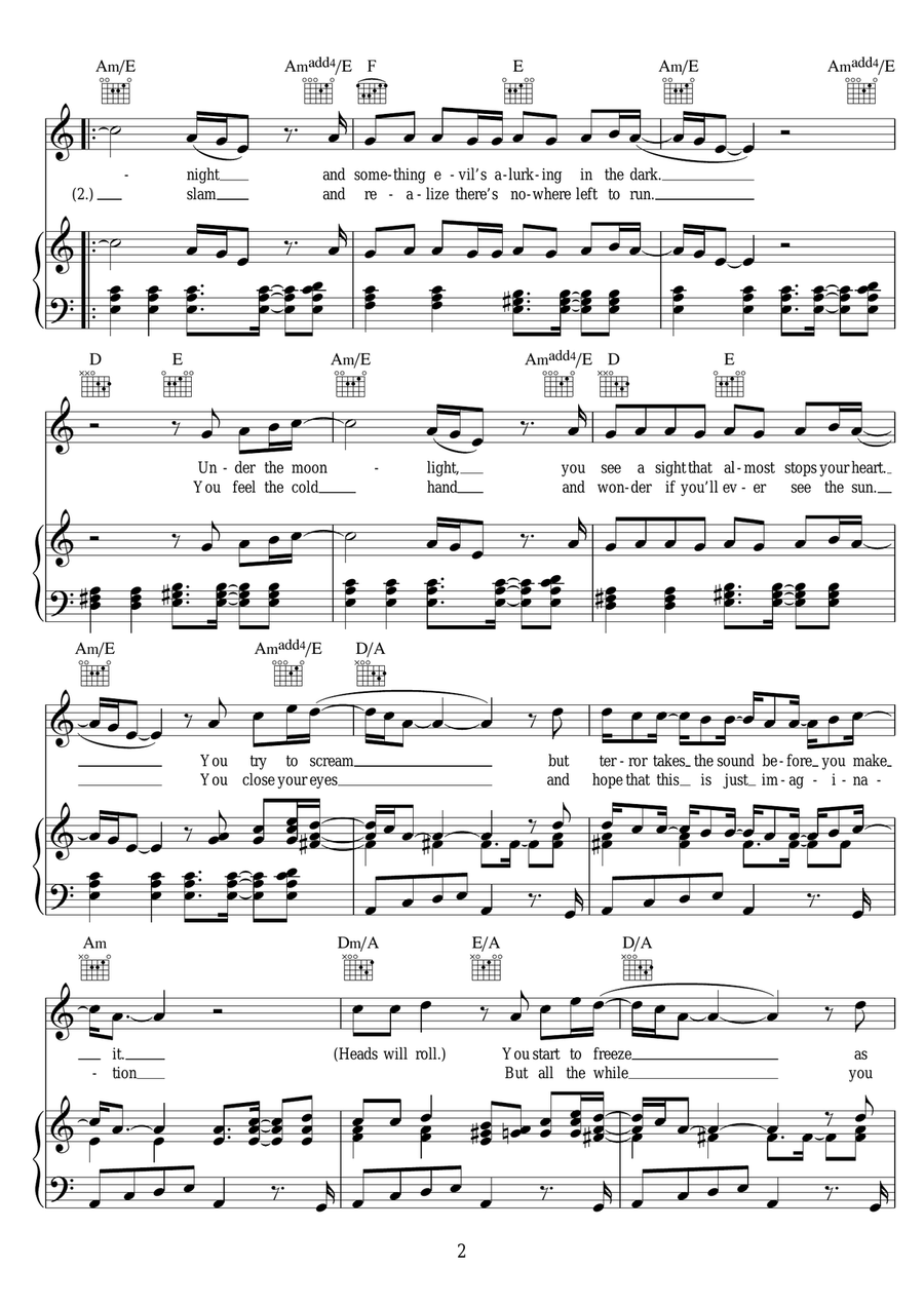 Thriller/Heads Will Roll Thriller/Heads Will Roll Piano, Vocal scores gallery preview page 2