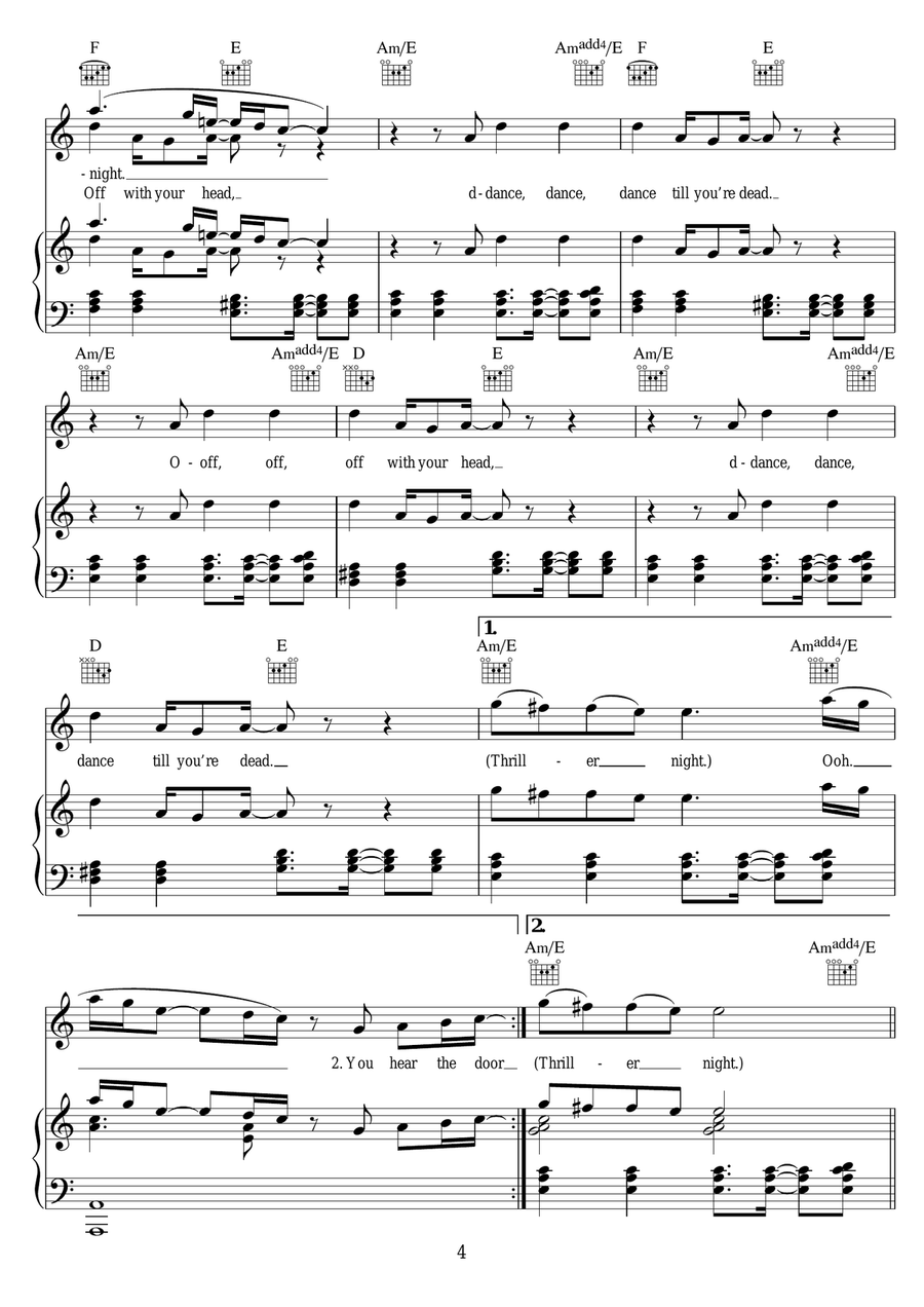 Thriller/Heads Will Roll Thriller/Heads Will Roll Piano, Vocal scores gallery preview page 4