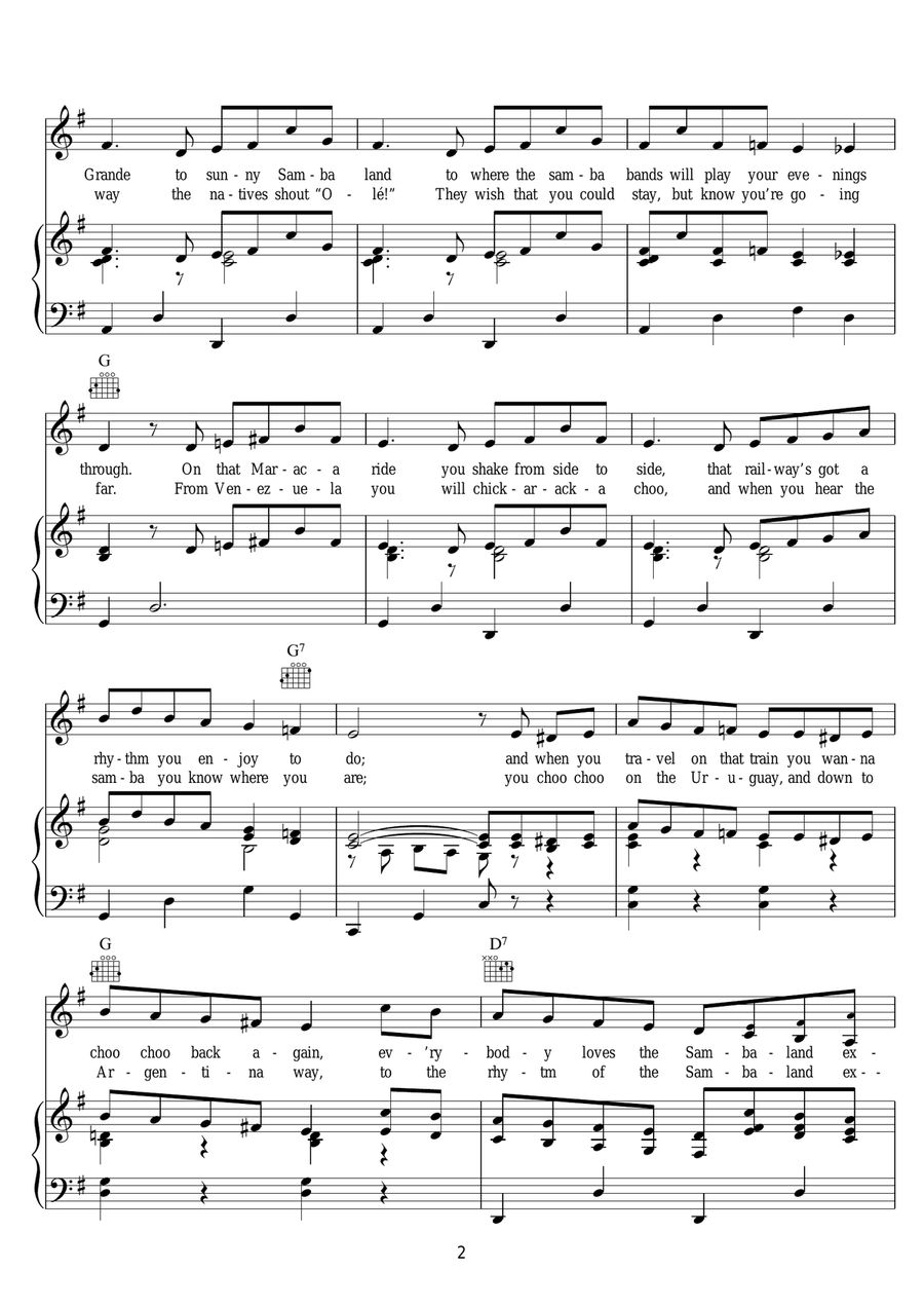 Choo Choo Samba Piano, Vocal scores gallery preview page 2