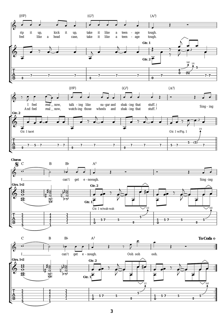 Can't Get Enough Can't Get Enough Electric Guitar scores gallery preview page 3