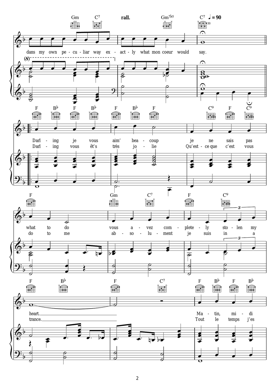 Darling Je Vous Aime Beaucoup Piano, Vocal scores gallery preview page 2