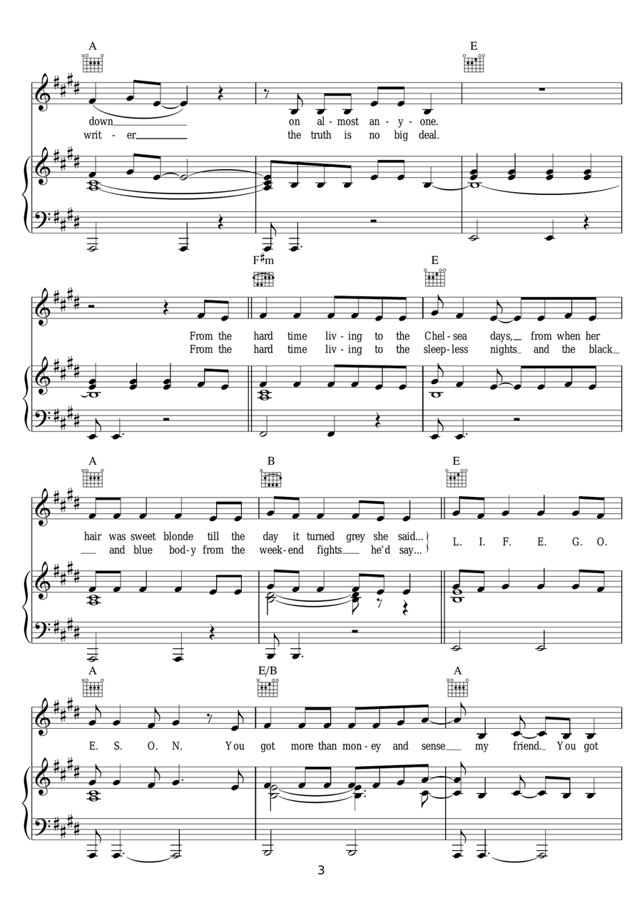 L.I.F.E.G.O.E.S.O.N. L.I.F.E.G.O.E.S.O.N. Piano, Vocal scores gallery preview page 3