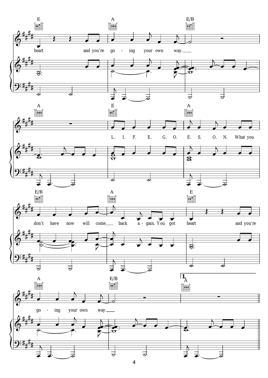L.I.F.E.G.O.E.S.O.N. L.I.F.E.G.O.E.S.O.N. Piano, Vocal scores gallery preview page 4