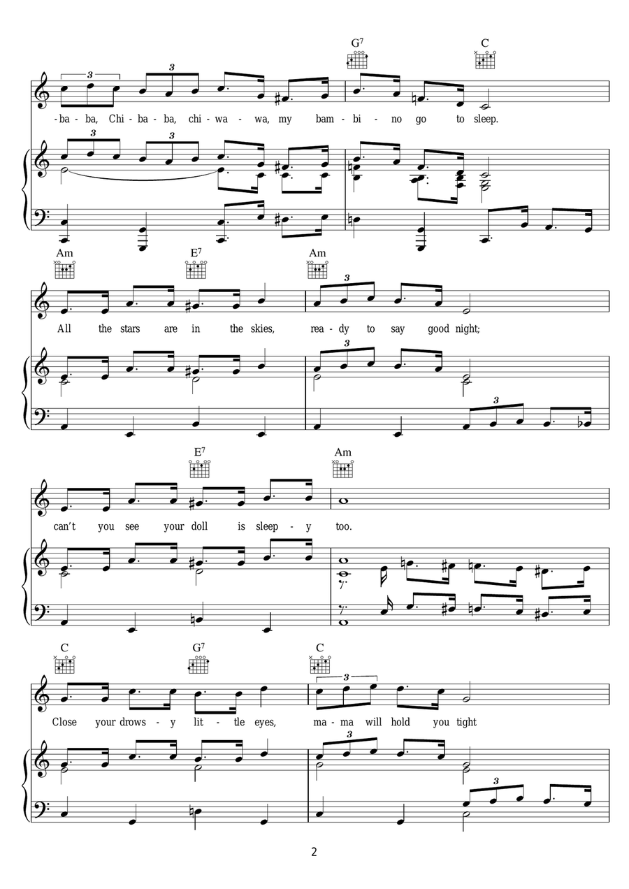 Chi Baba Chi Baba (My Bambino Go To Sleep) Piano, Vocal scores gallery preview page 2