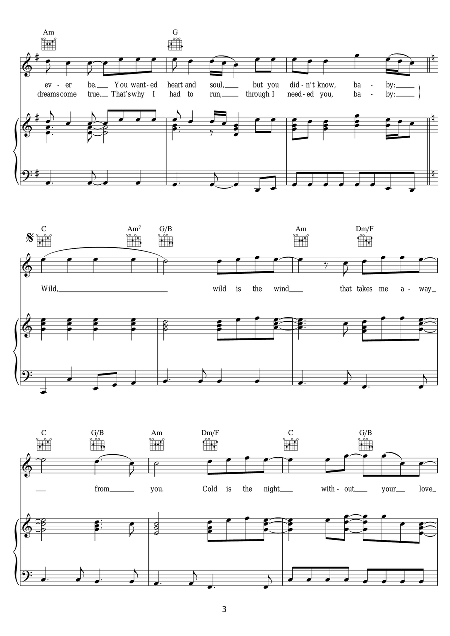 Wild Is The Wind Wild Is The Wind Piano, Vocal scores gallery preview page 3
