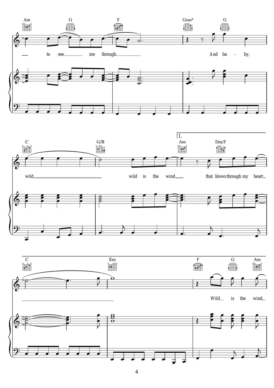Wild Is The Wind Wild Is The Wind Piano, Vocal scores gallery preview page 4