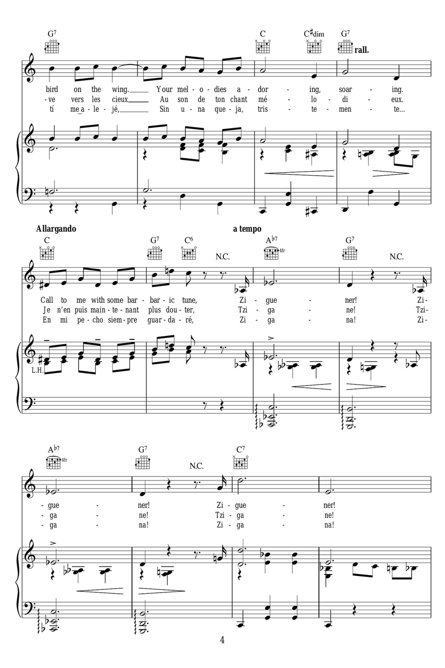 Zigeunerweisen Zigeunerweisen Piano, Vocal scores gallery preview page 4
