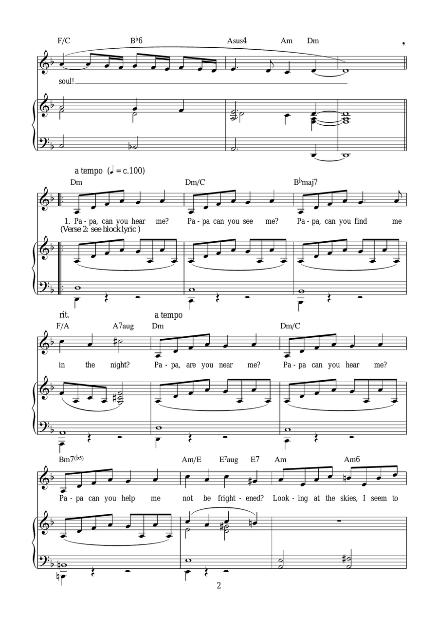 Papa Can You Hear Me? Papa Can You Hear Me? Piano, Vocal scores gallery preview page 2